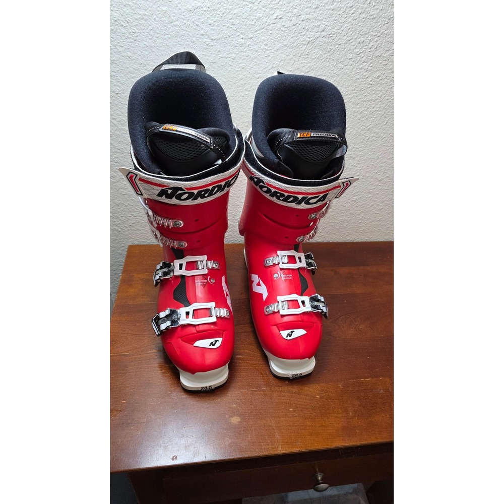 Nordica Speedmachine 100 Ski Boots Mens 28.5 Red White All Mountain Alpine Skiin